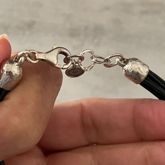 Vintage Silpada City Slicker Sterling Silver Black Leather Bracelet B3207 7.5-8" - Picture 5 of 8